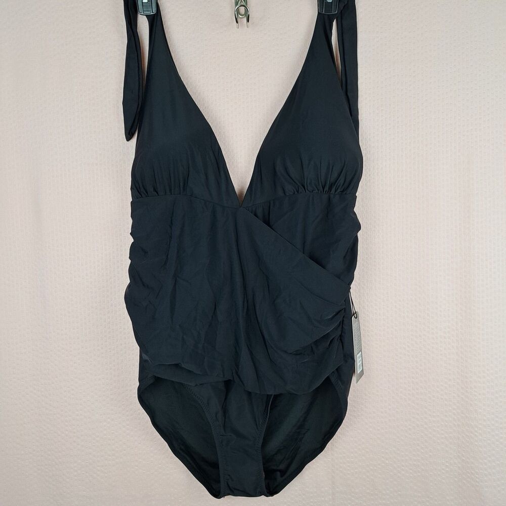 Ree Bees Women Swimsuit One Piece Black Plus Size 3XL Tummy Control Ruched